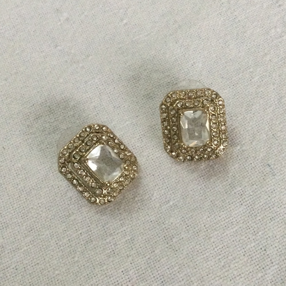 Gold and diamond vintage style statement earrings